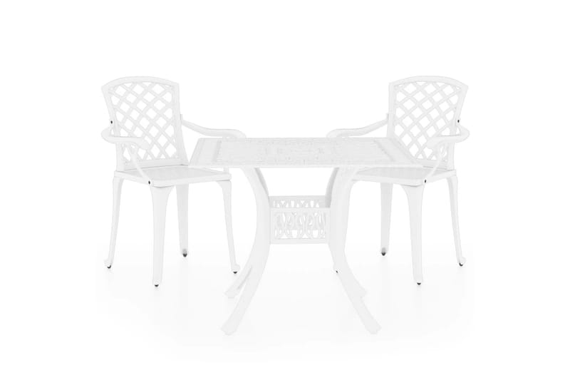 bistrosæt 3 dele støbt aluminium hvid - Hvid - Havemøbler - Solafskærmning - Markiser - Balkonmarkise