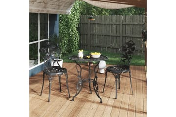 bistrosæt 3 dele støbt aluminium sort - Sort - Havemøbler - Solafskærmning - Markiser - Balkonmarkise