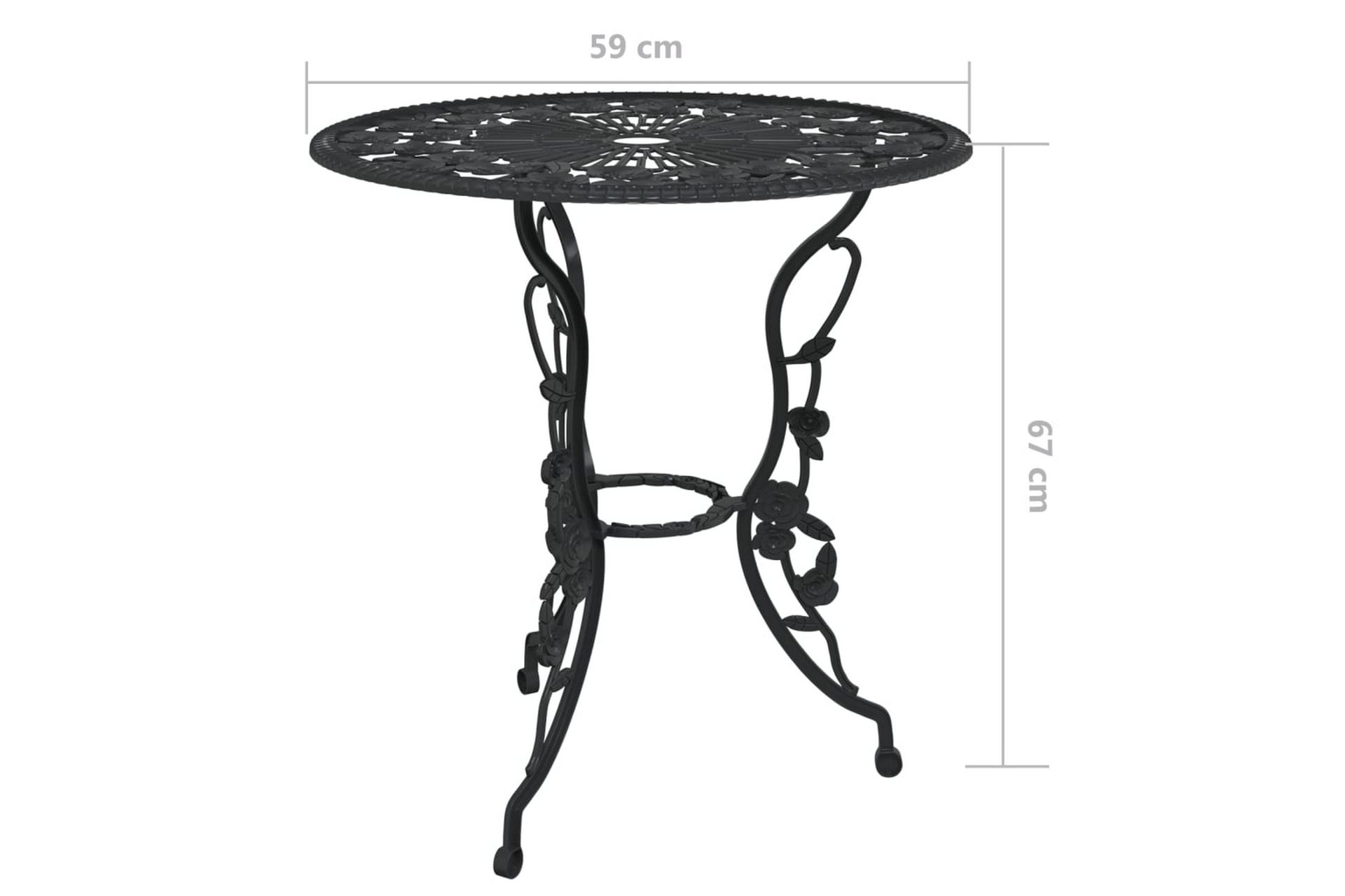 bistrosæt 3 dele støbt aluminium sort - Sort - Havemøbler - Solafskærmning - Markiser - Balkonmarkise