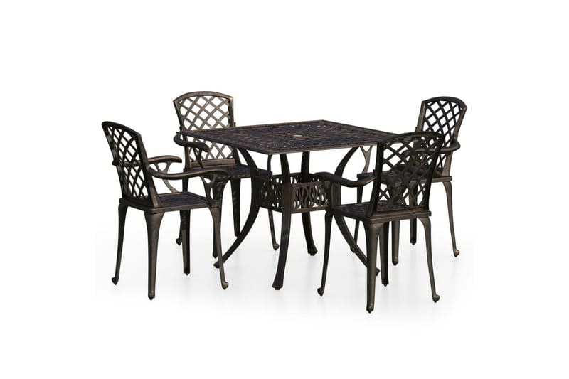 bistrosæt 5 dele støbt aluminium bronzefarvet - Brun - Havemøbler - Solafskærmning - Markiser - Balkonmarkise