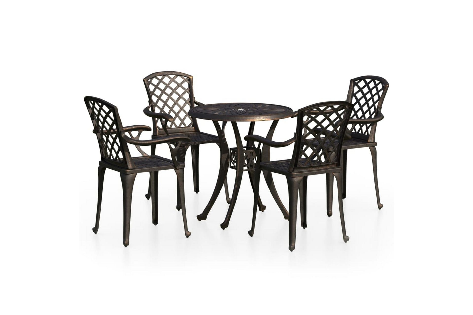 bistrosæt 5 dele støbt aluminium bronzefarvet - Brun - Havemøbler - Solafskærmning - Markiser - Balkonmarkise