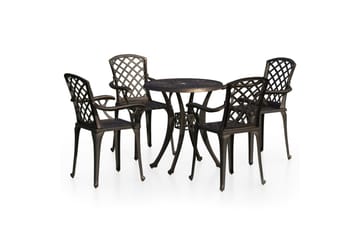 bistrosæt 5 dele støbt aluminium bronzefarvet - Brun - Havemøbler - Solafskærmning - Markiser - Balkonmarkise