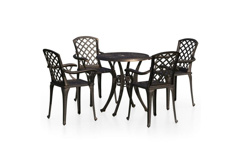 bistrosæt 5 dele støbt aluminium bronzefarvet - Brun - Havemøbler - Solafskærmning - Markiser - Balkonmarkise