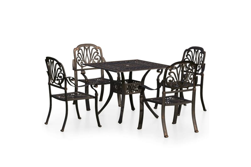 bistrosæt 5 dele støbt aluminium bronzefarvet - Brun - Havemøbler - Solafskærmning - Markiser - Balkonmarkise