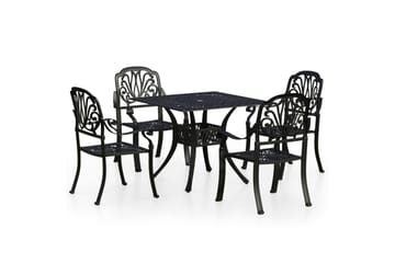 bistrosæt 5 dele støbt aluminium sort - Sort - Havemøbler - Solafskærmning - Markiser - Balkonmarkise