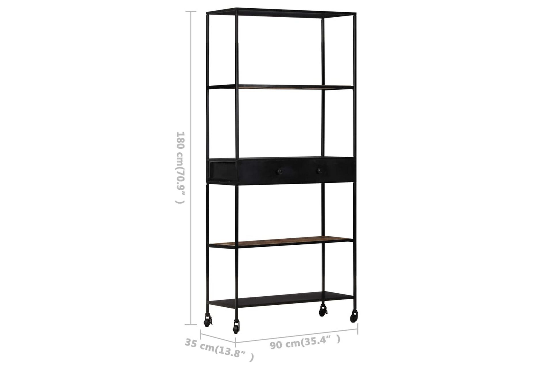 bogreol 90x35x180 cm ru mangotræ og jern - Brun - Havemøbler - Solafskærmning - Markiser - Balkonmarkise