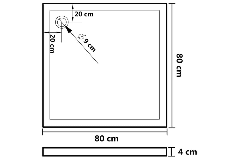 brusekar med dupper 80x80x4 cm ABS hvid - Hvid - Balkonmarkise - Markiser - Terrassemarkise