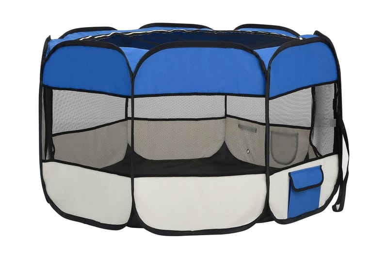 foldbar hundegård med bæretaske 110x110x58 cm blå - Blå - Havemøbler - Solafskærmning - Markiser - Balkonmarkise