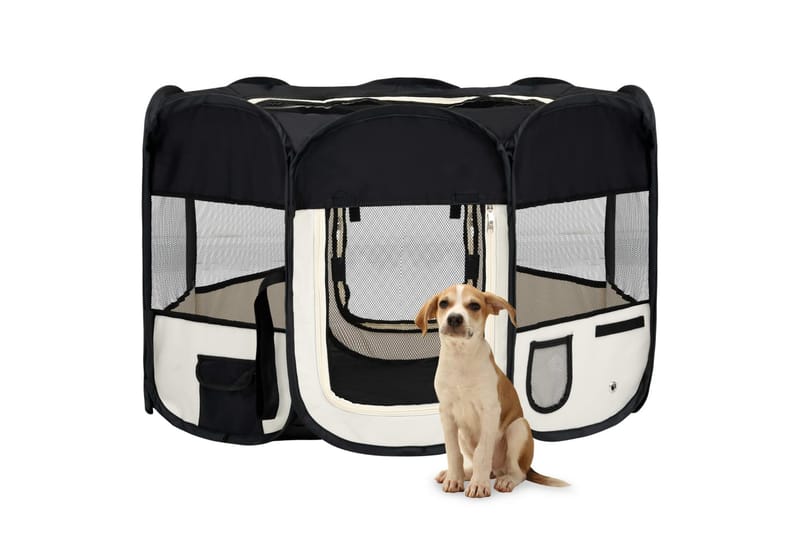 foldbar hundegård med bæretaske 110x110x58 cm sort - Sort - Balkonmarkise - Markiser - Terrassemarkise