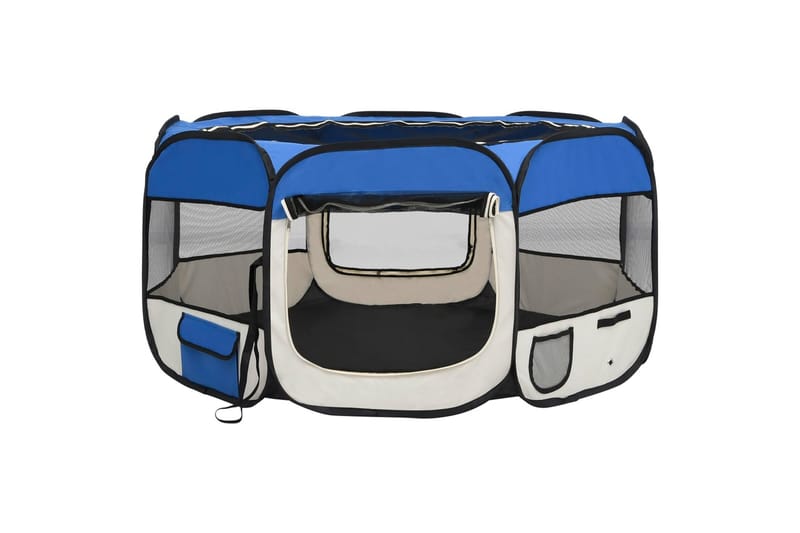 foldbar hundegård med bæretaske 125x125x61 cm blå - Blå - Havemøbler - Solafskærmning - Markiser - Balkonmarkise