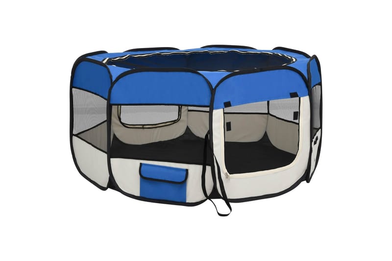 foldbar hundegård med bæretaske 125x125x61 cm blå - Blå - Havemøbler - Solafskærmning - Markiser - Balkonmarkise