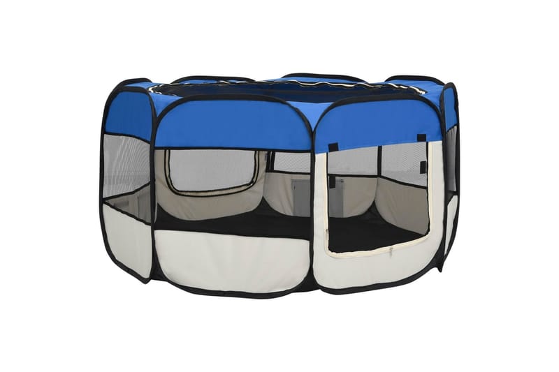 foldbar hundegård med bæretaske 125x125x61 cm blå - Blå - Havemøbler - Solafskærmning - Markiser - Balkonmarkise