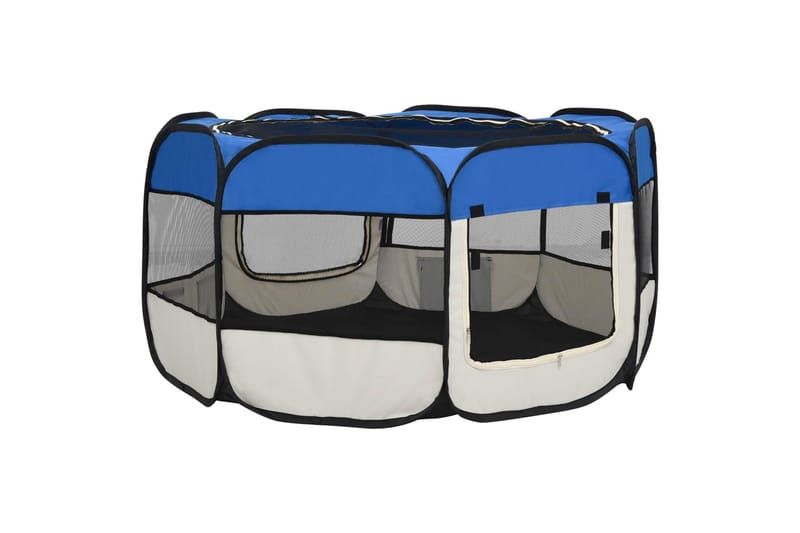 foldbar hundegård med bæretaske 125x125x61 cm blå - Blå - Balkonmarkise - Markiser - Terrassemarkise