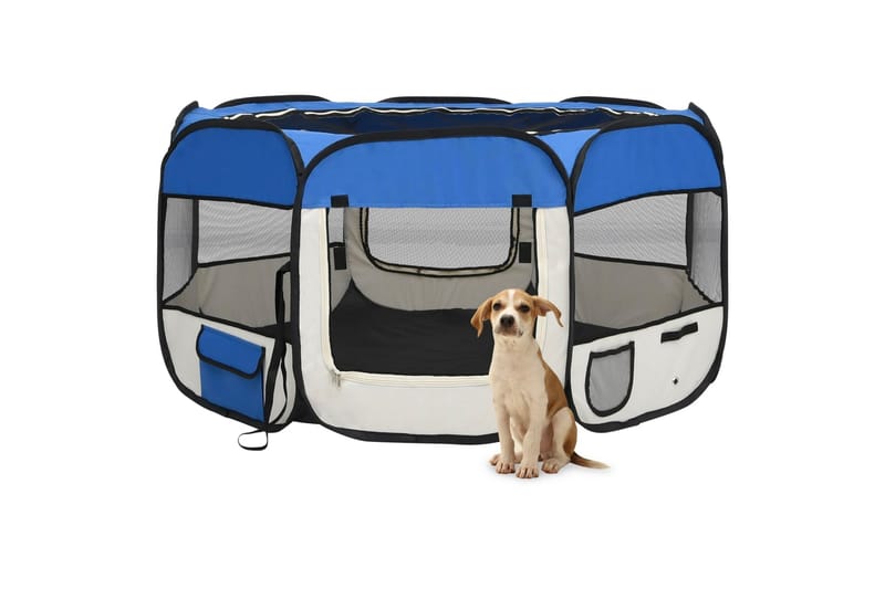 foldbar hundegård med bæretaske 125x125x61 cm blå - Blå - Balkonmarkise - Markiser - Terrassemarkise