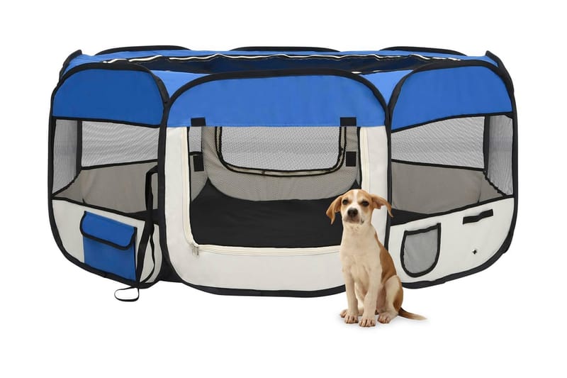 foldbar hundegård med bæretaske 145x145x61 cm blå - Blå - Havemøbler - Solafskærmning - Markiser - Balkonmarkise