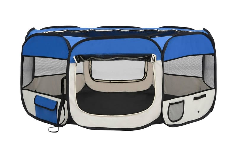 foldbar hundegård med bæretaske 145x145x61 cm blå - Blå - Havemøbler - Solafskærmning - Markiser - Balkonmarkise