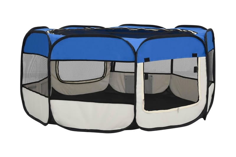 foldbar hundegård med bæretaske 145x145x61 cm blå - Blå - Balkonmarkise - Markiser - Terrassemarkise