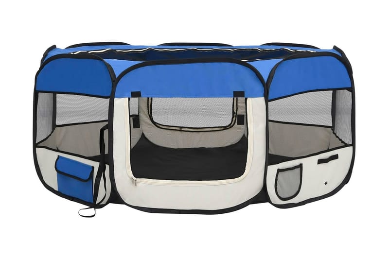 foldbar hundegård med bæretaske 145x145x61 cm blå - Blå - Havemøbler - Solafskærmning - Markiser - Balkonmarkise