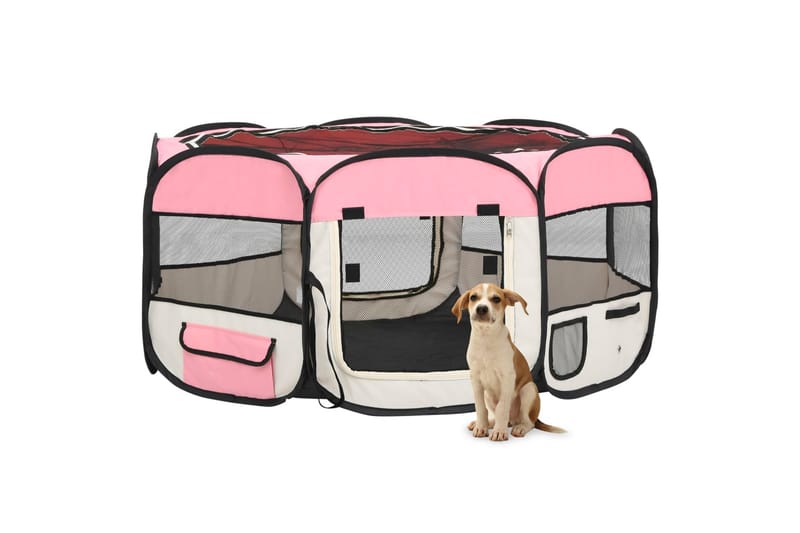 foldbar hundegård med bæretaske 145x145x61 cm lyserød - Lyserød - Havemøbler - Solafskærmning - Markiser - Balkonmarkise