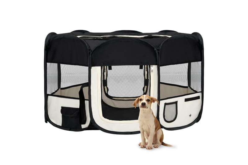 foldbar hundegård med bæretaske 145x145x61 cm sort - Sort - Balkonmarkise - Markiser - Terrassemarkise