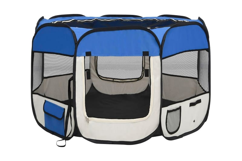 foldbar hundegård med bæretaske 90x90x58 cm blå - Blå - Havemøbler - Solafskærmning - Markiser - Balkonmarkise