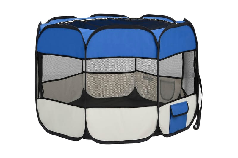 foldbar hundegård med bæretaske 90x90x58 cm blå - Blå - Havemøbler - Solafskærmning - Markiser - Balkonmarkise