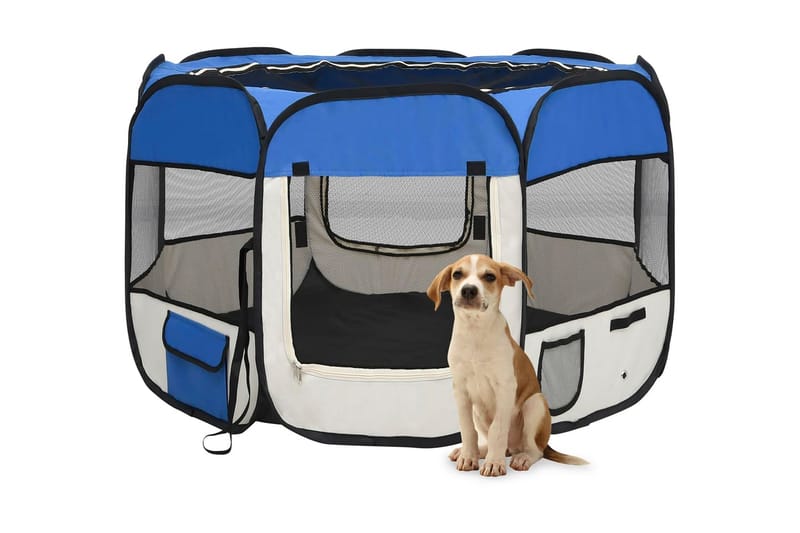 foldbar hundegård med bæretaske 90x90x58 cm blå - Blå - Havemøbler - Solafskærmning - Markiser - Balkonmarkise