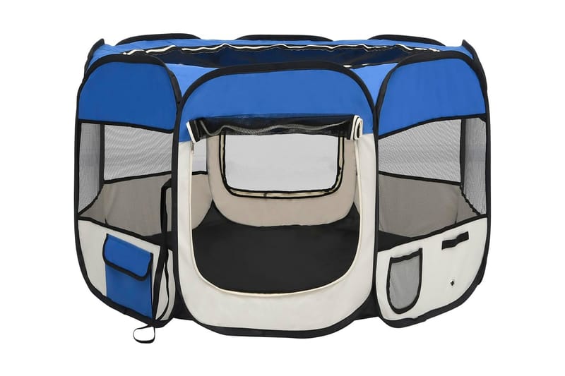foldbar hundegård med bæretaske 90x90x58 cm blå - Blå - Havemøbler - Solafskærmning - Markiser - Balkonmarkise
