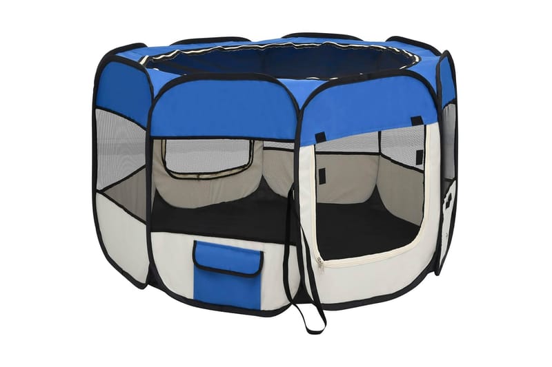 foldbar hundegård med bæretaske 90x90x58 cm blå - Blå - Havemøbler - Solafskærmning - Markiser - Balkonmarkise
