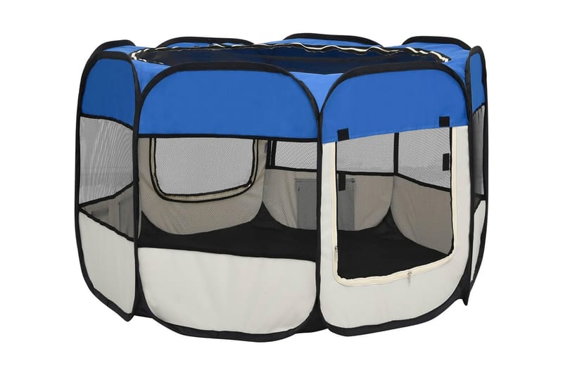 foldbar hundegård med bæretaske 90x90x58 cm blå - Blå - Havemøbler - Solafskærmning - Markiser - Balkonmarkise