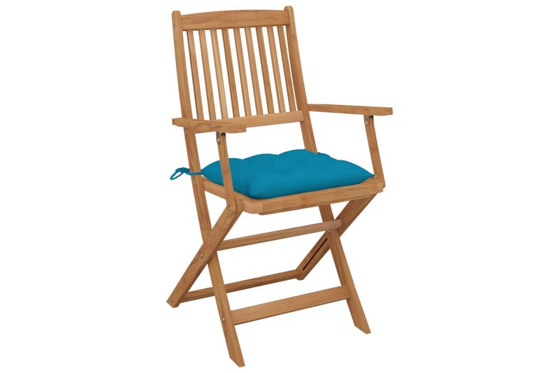 foldbare havestole 2 stk. med hynder massivt akacietræ - Blå - Balkonmarkise - Markiser - Terrassemarkise