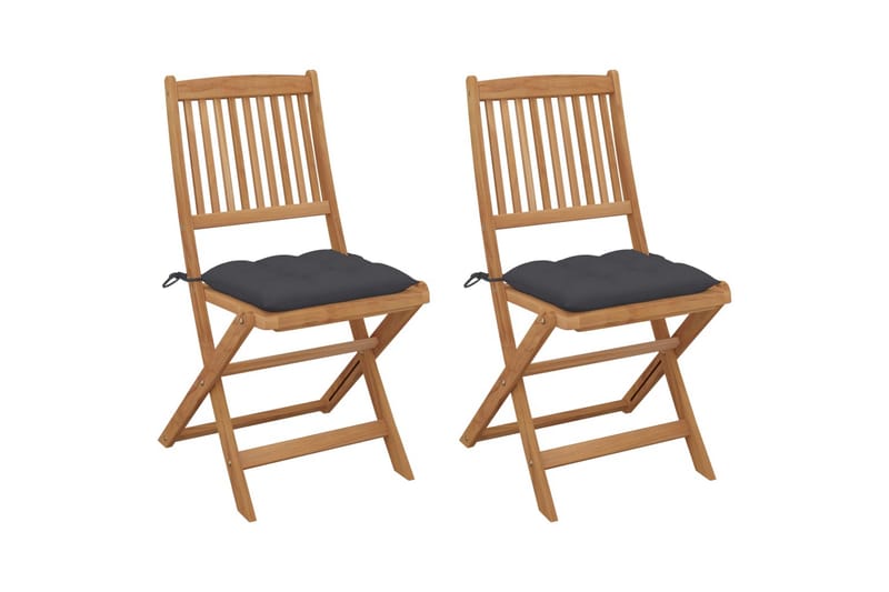 foldbare havestole 2 stk. med hynder massivt akacietræ - Balkonmarkise - Markiser - Terrassemarkise