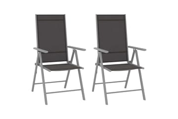 foldbare havestole 2 stk. textilene sort - Sort - Havemøbler - Solafskærmning - Markiser - Balkonmarkise