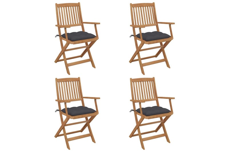 foldbare havestole 4 stk. med hynder massivt akacietræ - Antracit - Balkonmarkise - Markiser - Terrassemarkise
