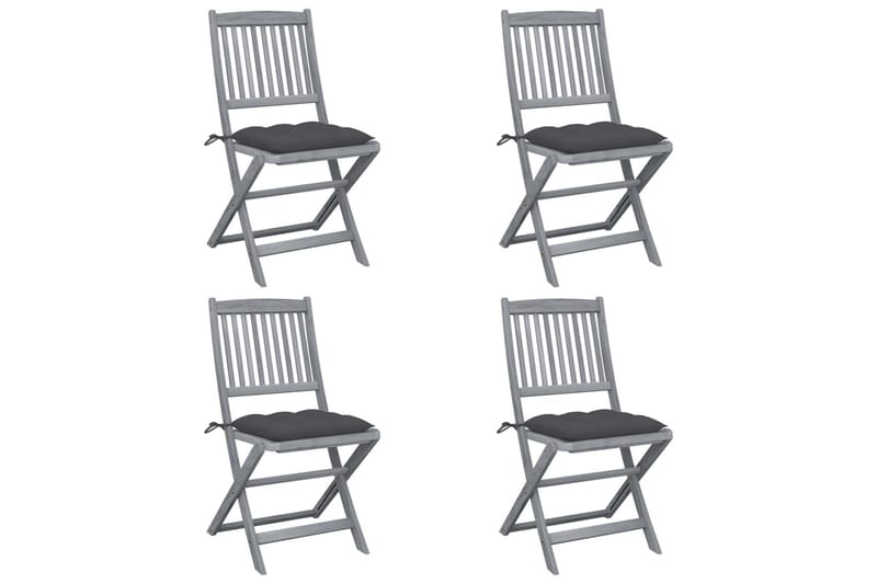 foldbare havestole 4 stk. med hynder massivt akacietræ - Antracit - Balkonmarkise - Markiser - Terrassemarkise