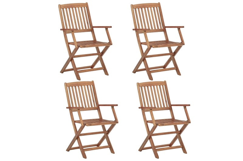 foldbare havestole 4 stk. med hynder massivt akacietræ - Brun - Balkonmarkise - Markiser - Terrassemarkise