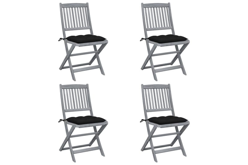 foldbare havestole 4 stk. med hynder massivt akacietræ - Sort - Balkonmarkise - Markiser - Terrassemarkise