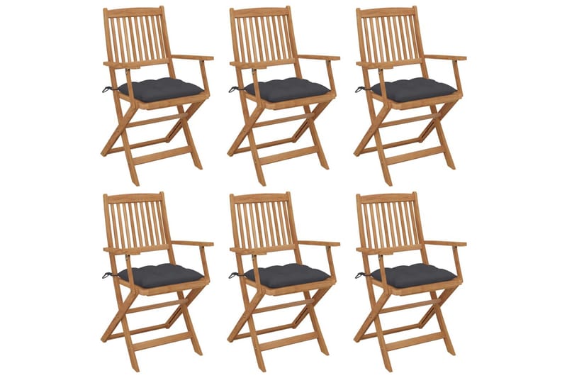 foldbare havestole 6 stk. med hynder massivt akacietræ - Antracit - Balkonmarkise - Markiser - Terrassemarkise