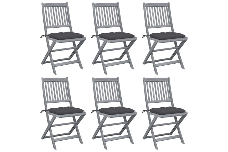 foldbare havestole 6 stk. med hynder massivt akacietræ - Antracit - Balkonmarkise - Markiser - Terrassemarkise
