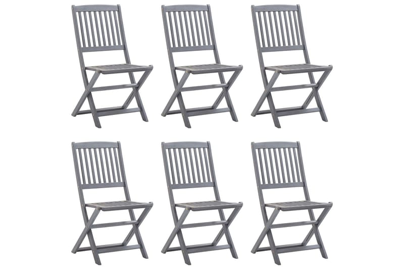 foldbare havestole 6 stk. med hynder massivt akacietræ - Beige - Balkonmarkise - Markiser - Terrassemarkise