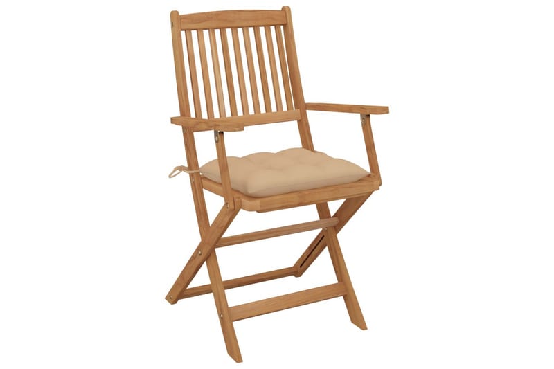 foldbare havestole 6 stk. med hynder massivt akacietræ - Beige - Havemøbler - Solafskærmning - Markiser - Balkonmarkise