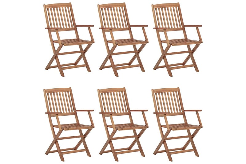 foldbare havestole 6 stk. med hynder massivt akacietræ - Gråbrun - Havemøbler - Solafskærmning - Markiser - Balkonmarkise