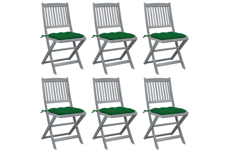 foldbare havestole 6 stk. med hynder massivt akacietræ - Sort - Balkonmarkise - Markiser - Terrassemarkise