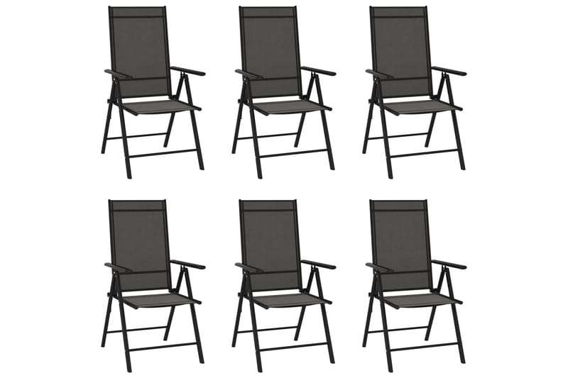 foldbare havestole 6 stk. textilene sort - Sort - Havemøbler - Solafskærmning - Markiser - Balkonmarkise