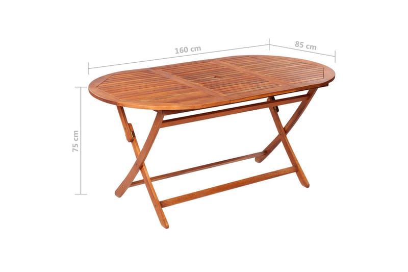foldbart havebord 160x85x75 cm massivt akacietræ - Brun - Havemøbler - Solafskærmning - Markiser - Balkonmarkise