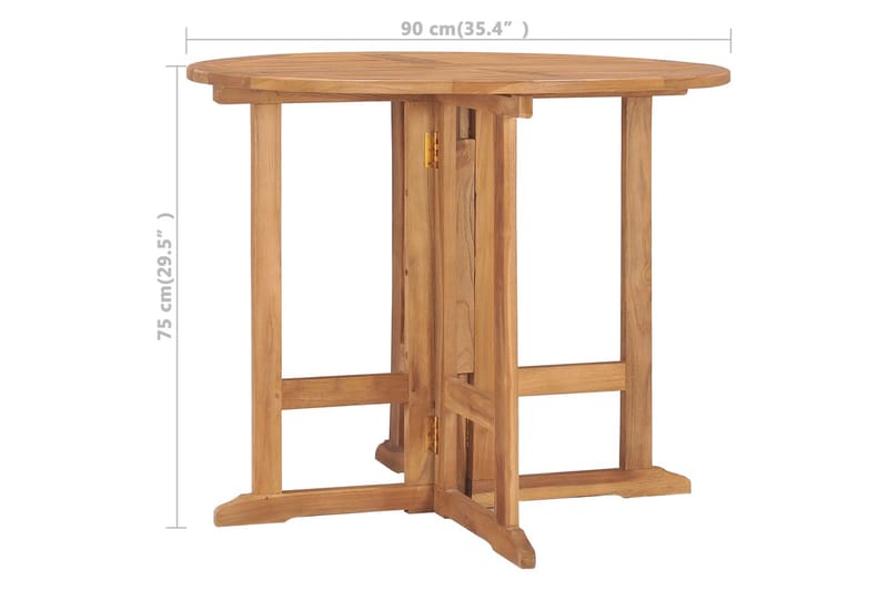 foldbart havebord 90x75 cm massivt teaktræ - Brun - Havemøbler - Solafskærmning - Markiser - Balkonmarkise