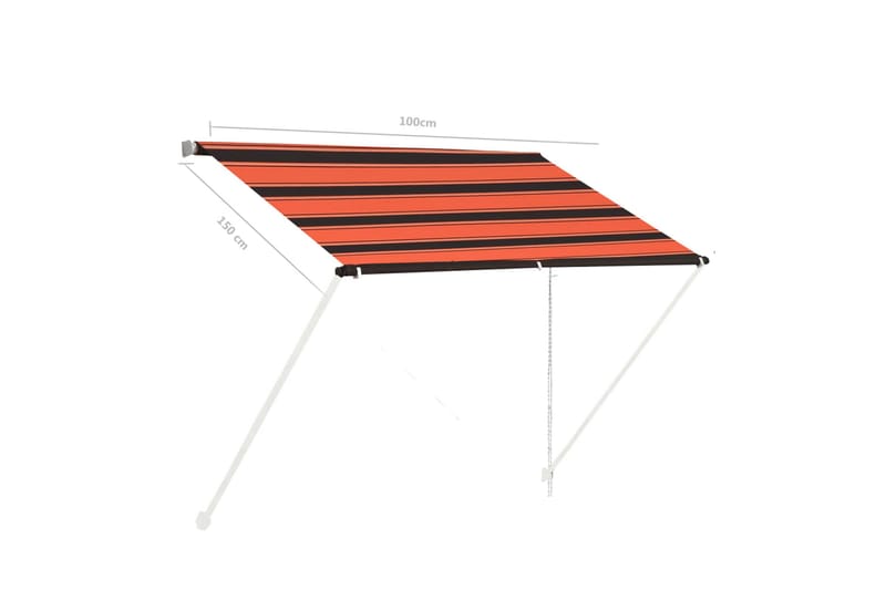 foldemarkise 100x150 cm orange og brun - Flerfarvet - Havemøbler - Solafskærmning - Markiser - Vinduesmarkise