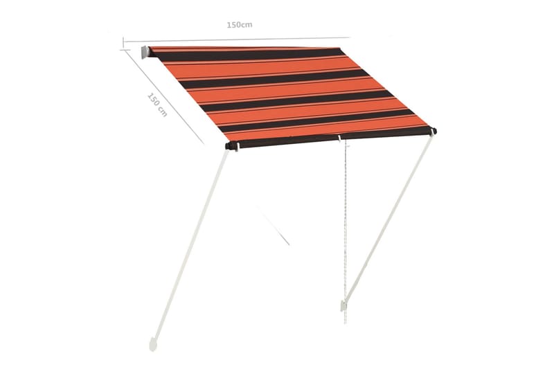 foldemarkise 150x150 cm orange og brun - Flerfarvet - Havemøbler - Solafskærmning - Markiser - Vinduesmarkise