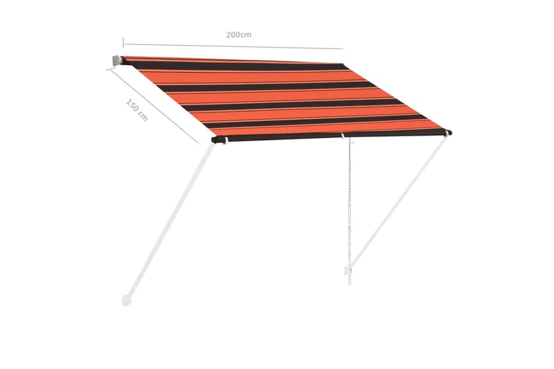 foldemarkise 200x150 cm orange og brun - Flerfarvet - Havemøbler - Solafskærmning - Markiser - Vinduesmarkise