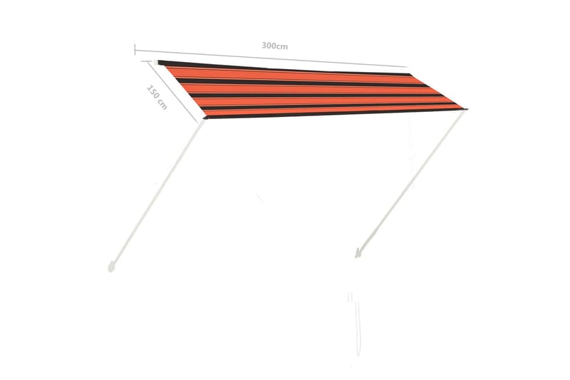 foldemarkise 300x150 cm orange og brun - Flerfarvet - Balkonmarkise - Markiser - Terrassemarkise
